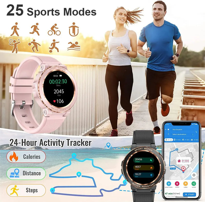 Relógio Inteligente para Mulheres, Chamada Bluetooth, IP68 Impermeável, Rastreador De Fitness, Monitoramento De Saúde, IOS, Android