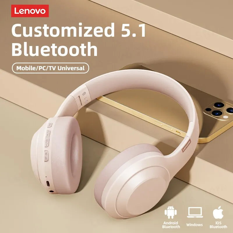 Lenovo Thinkplus TH10 Som Stereo Headphone Bluetooth Android IOS