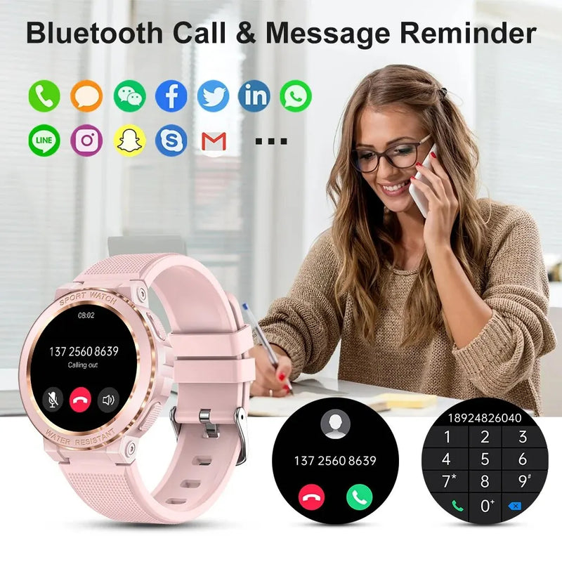 Relógio Inteligente para Mulheres, Chamada Bluetooth, IP68 Impermeável, Rastreador De Fitness, Monitoramento De Saúde, IOS, Android